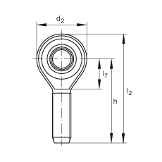 桿端軸承 GAKSR20-PS, 根據 DIN ISO 12 240-4 標準，特種鋼材料，帶右旋外螺紋，免維護