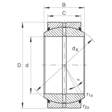 關(guān)節(jié)軸承 GE90-DO-2RS, 根據(jù) DIN ISO 12 240-1 標(biāo)準(zhǔn), 需維護(hù)，兩側(cè)唇密封