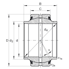 關節(jié)軸承 GE45-HO-2RS, 根據(jù) DIN ISO 12 240-1 標準, 需維護，兩側唇密封