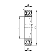 主軸軸承 HSS7014-C-T-P4S, 調(diào)節(jié)，成對(duì)安裝，接觸角 α = 15°，兩側(cè)唇密封，非接觸，加嚴(yán)公差