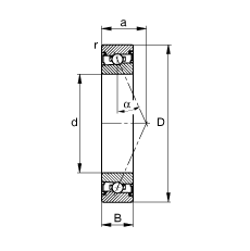 主軸軸承 HSS7014-E-T-P4S, 調節，成對安裝，接觸角 α = 25°，兩側唇密封，非接觸，限制公差