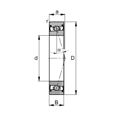 主軸軸承 HCS71900-C-T-P4S, 調節，成對安裝，接觸角 α = 15°，兩側唇密封，非接觸，限制公差