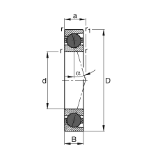 主軸軸承 HCB7030-C-T-P4S, 調節，成對或單元安裝，接觸角 α = 15°，陶瓷球，限制公差