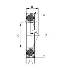 主軸軸承 HCB7217-E-T-P4S, 調節，成對或單元安裝，接觸角 α = 25°，陶瓷球，限制公差