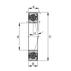 主軸軸承 HCB7021-C-2RSD-T-P4S, 調節，成對或單元安裝，接觸角 α = 15°，陶瓷球，兩側唇密封，非接觸，限制公差