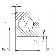 薄截面軸承 CSXB042, 四點接觸球軸承，類型X，運行溫度 -54°C 到 +120°C