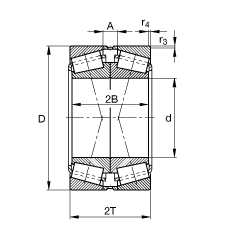 圓錐滾子軸承 32022-X-N11CA, 根據(jù) DIN ISO 355 / DIN 720 標(biāo)準(zhǔn)的主要尺寸，可分離，X型成對(duì)布置，有軸向內(nèi)部游隙