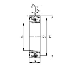 調心滾子軸承 23096-K-MB, 根據 DIN 635-2 標準的主要尺寸, 錐孔，錐度 1:12